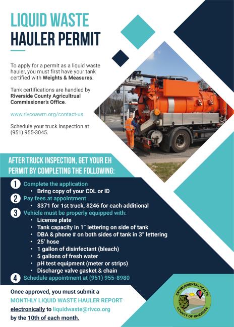 Flyer advertising requirements for obtaining a liquid waste hauler permit